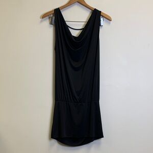 Lovers Lane Black Draped Neck Sleeveless Tunic Dress